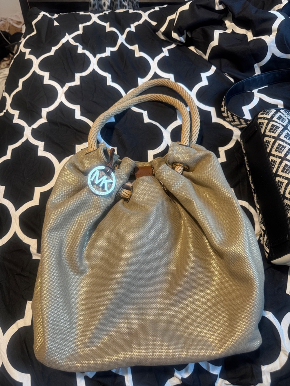 Michael Kors Shimmery Gold Drawstring Shoulder Bag
